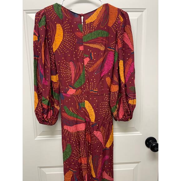 NWT Farm Rio Wrap Jumpsuit Red printed size XS Boho Tropical preppy - Picture 12 of 13